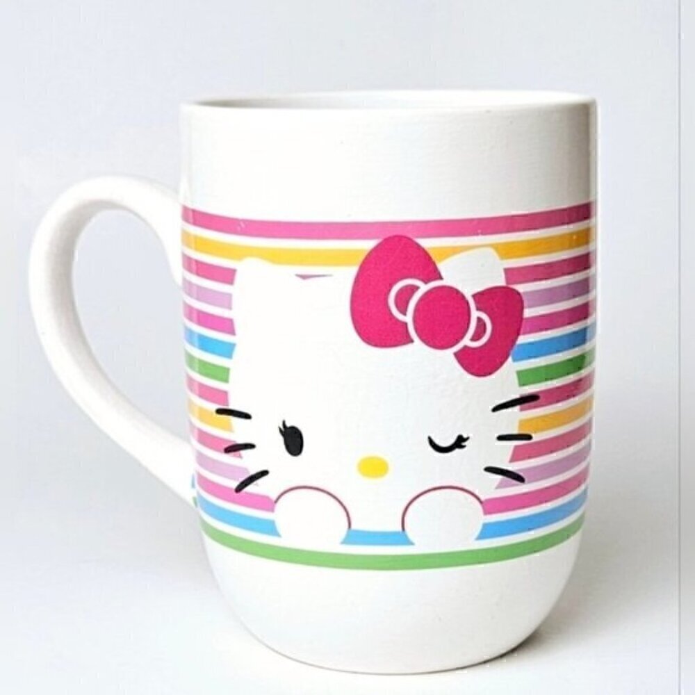 Hello Kitty Rainbow Stripe Mug Sanrio 2013 – Kawaii Collectible Cup